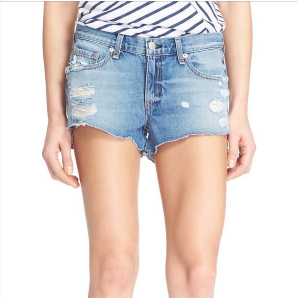 Rag &Bone Destroyed Cur Denim Shorts Sz 24